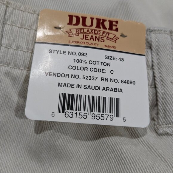 Duke Men's Relaxed Fit Jean Shorts Size 48 Light Beige NWT, 100% Cotton, Elastic - Picture 9 of 13